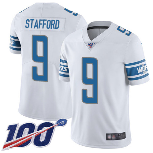 Detroit Lions Limited White Men Matthew Stafford Road Jersey NFL Football #9 100th Season Vapor Untouchable->detroit lions->NFL Jersey